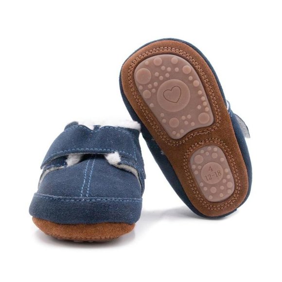 NAVY BLUE BABY TODDLER GIRL BOY LEATHER BOOTS - Picture 4 of 4